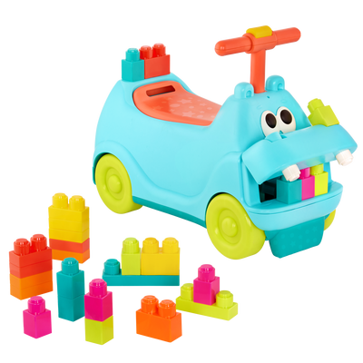 Hippo ride-on with building blocks.