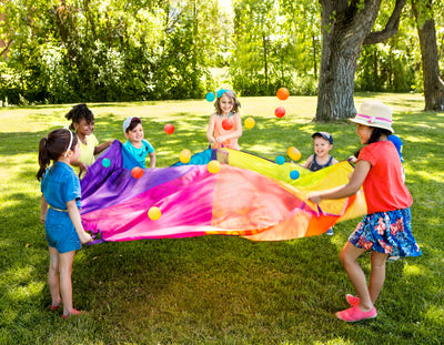 colourful play parachute and balls