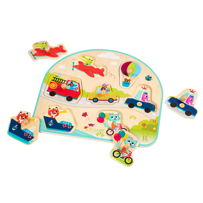 Vehicles and animals peg puzzle.